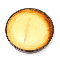 New York Cheesecake isolated on a white studio background.