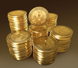 Stack of gold coins Bitcoin