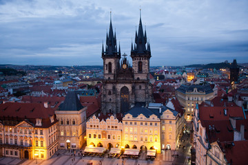 Fototapeta na wymiar Tyn Church at Old Town Square in Prague