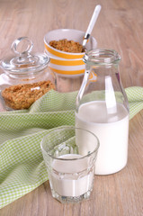 Glass and bottle of milk