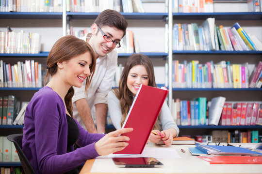 Students reading a book