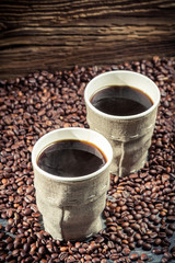 Freshly hot coffee for two