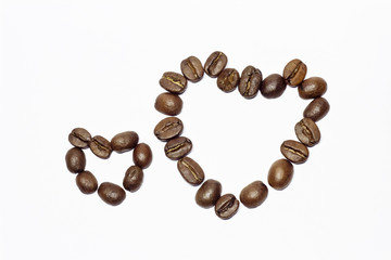 Coffee beans hearts. Conceptual photo to Valentine's Day