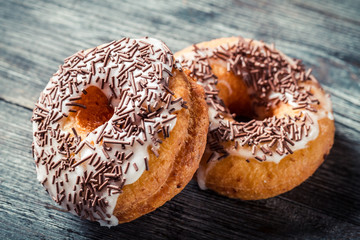 Donuts with chocolate glaze