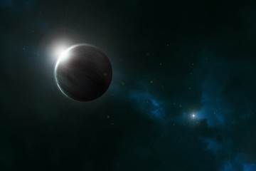 Obraz na płótnie Canvas Planet in deep space with nebula and stars