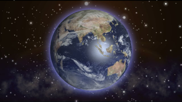 Earth spinning in space