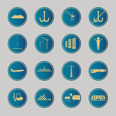 Industrial and logistic blue icons