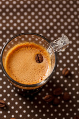 Coffee cup and beans