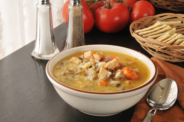 Chicken soup with wild rice