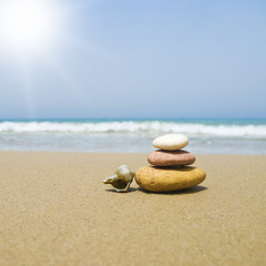 Fototapeta na wymiar Zen Stones on the beach