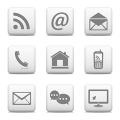 Contact buttons set, e-mail icons for website.