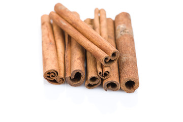 Cinnamon sticks isolated on white background