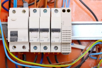 Electrical panel box with fuses and contactors