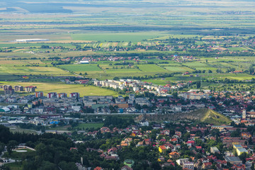 Wide aerial view of Brasov suburbs, Romania.