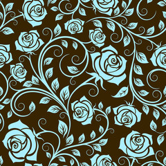 Antique scrolling rose seamless pattern