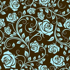 Wall murals Brown Antique scrolling rose seamless pattern