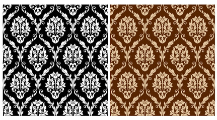 Two floral seamless arabesque patterns