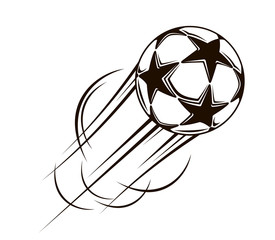 Soccer ball with stars flying through the air