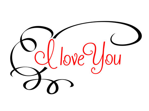 I Love You header with calligraphic elements