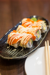Japanese seafood sushi roll