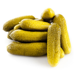 pickled cucumbers. Gherkins on a white background
