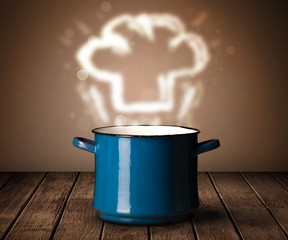 Chef hat above cooking pot