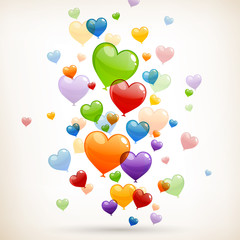 Vector Illustration of Colorful Heart Balloons