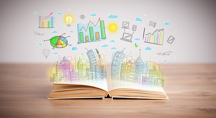 drawing of a business scheme on an opened book