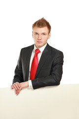 A business man with an empty blank
