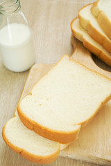 Sliced bread with milk bottle