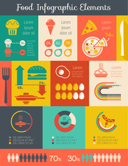 Flat Food Infographic Elements plus Icon Set. Vector.