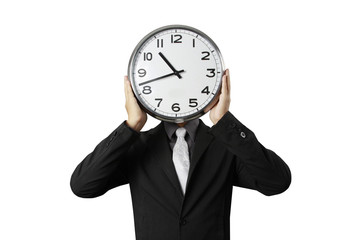 Businessman with alarm clock