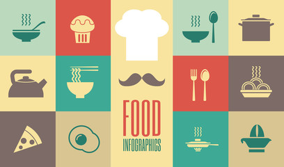 Fototapeta na wymiar Flat Food Infographic Elements plus Icon Set