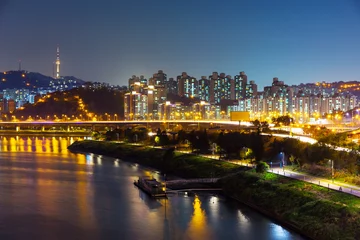 Foto op Plexiglas Seoul urban city at night © leungchopan