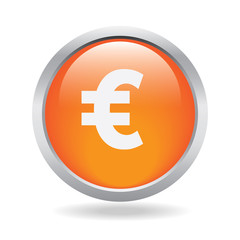 Obraz premium Euro currency button icon glossy with white background