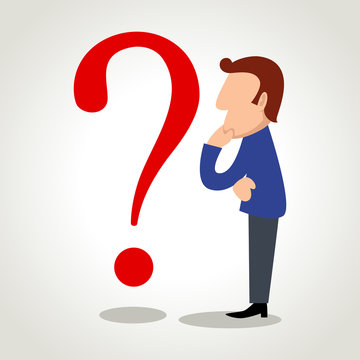 Simple cartoon of a man figure with question mark symbol
