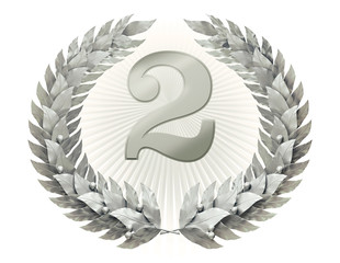 Silver laurel wreath with number two