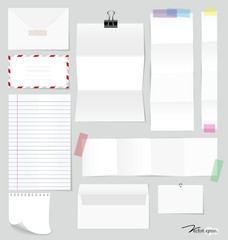 Collection of various note papers, ready for your message. Vecto