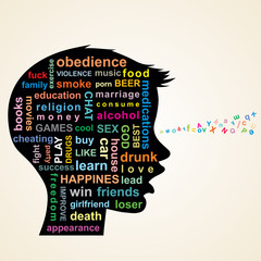 child head silhouette, society information overload