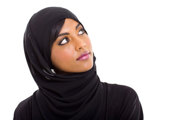 muslim woman looking up