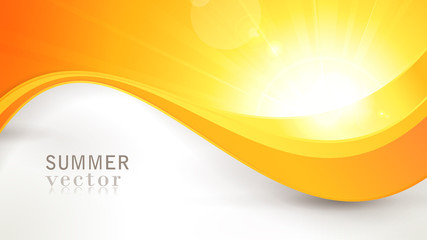 Vector summer sun with wavy pattern and lens flare