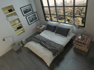 Top view of king-size bed