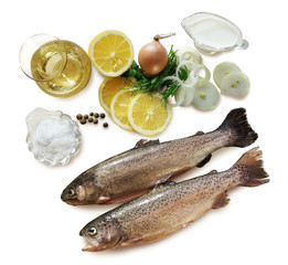 Trout with ingredients for cooking