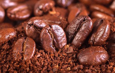 background from the fried coffee grains