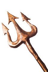 gold trident on white background