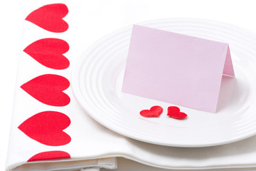 card for congratulation on a plate for Valentine's Day
