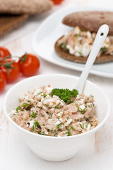 pate with tuna, homemade cheese and dill