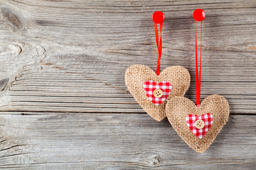 Heart over wooden background