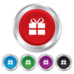 Gift box sign icon. Present symbol.