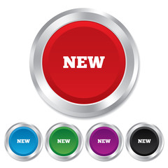 New sign icon. New arrival button.